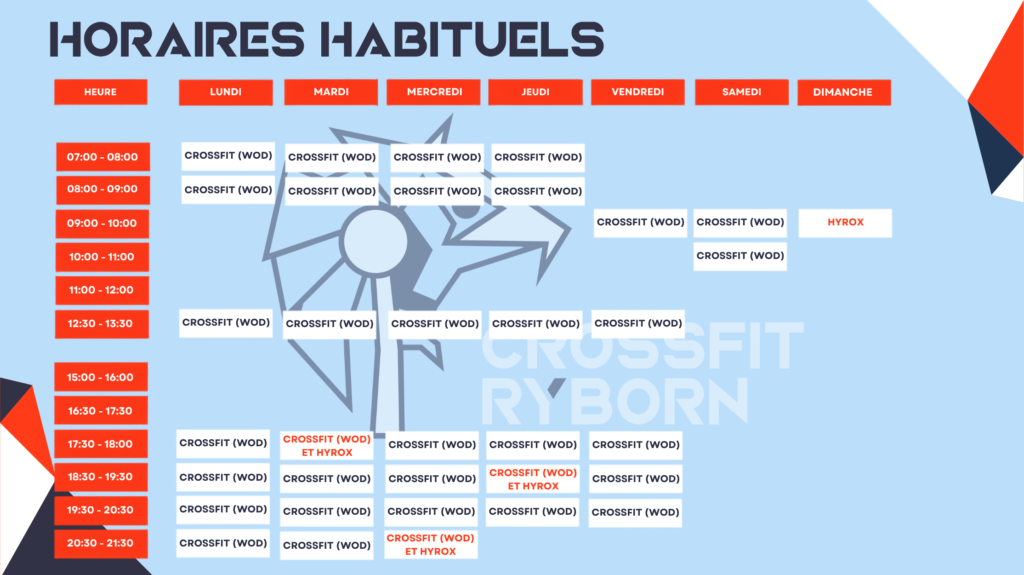 Nos horaires - Box CrossFit Ryborn (Arlon)